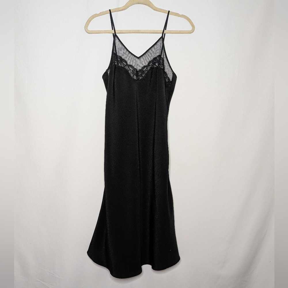 Victoria's Secret Womens Black Vintage Gold Label Lace Slip Dress Nightgown M